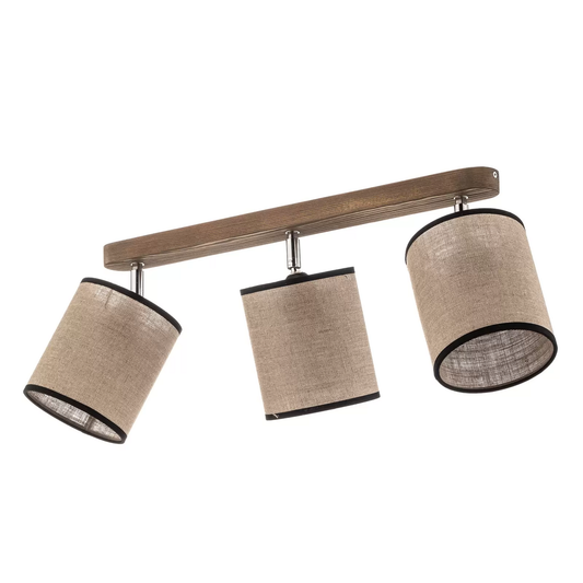 B-flokks Euluna Tubo loftljós, hengiljós, furuviður, beige, 3 ljós