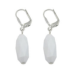 Eyrnalokkar með klemmu 40x8mm, silfurlitaðir, ólífuhvítir, glansandi plast