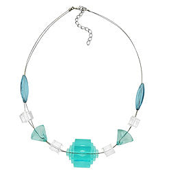 Kette Drahtkette Stufenperle aqua-transparent Kunststoffperlen 45cm