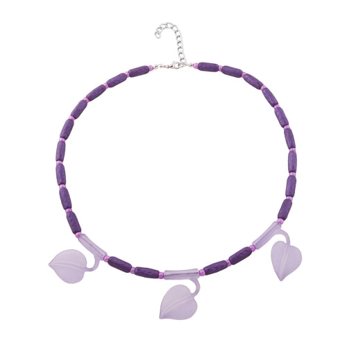 Chain with leaf on tube purple plastic 45cm