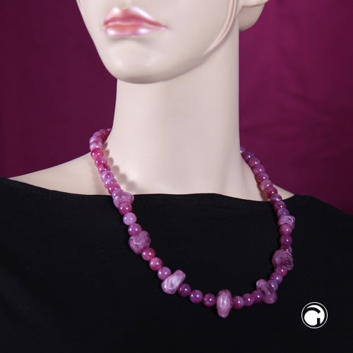 Necklace 10mm pearl plastic purple-white-red-marbled with various non-round beads 55cm