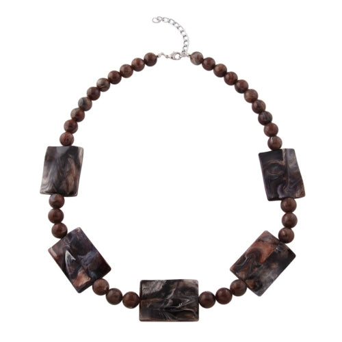 Chain 5x 35x25mm square wavy black-brown-beige-marbled 50cm