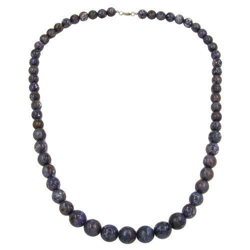 Necklace 12-14-16mm pearl gradient grey-purple-marbled plastic 75cm
