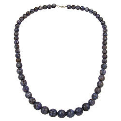Necklace 12-14-16mm pearl gradient grey-purple-marbled plastic 75cm