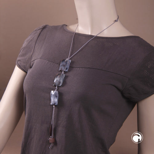 Chain 3x Pillow-Bead plastic wolf grey cord 80cm
