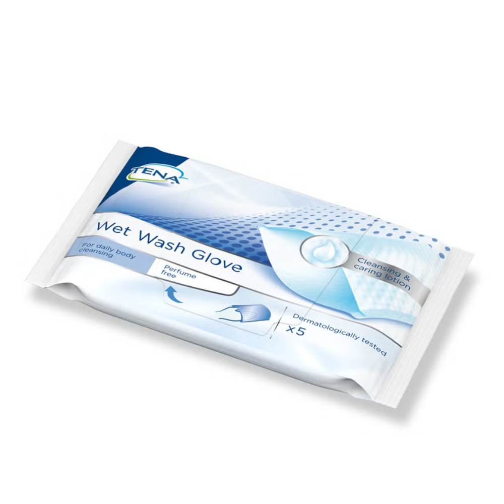 TENA Wet Wash Glove unparfümiert | Packung (5 Stück)
