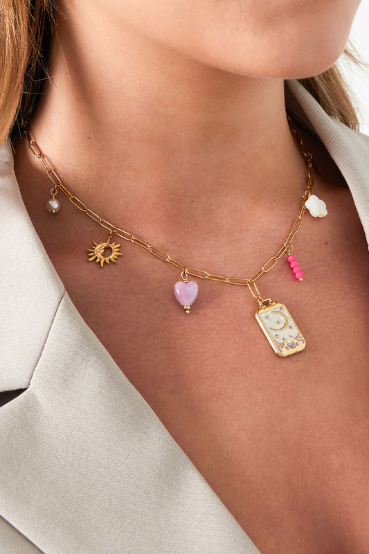 Kleine Halskette mit Mondanhänger - Goldfarben