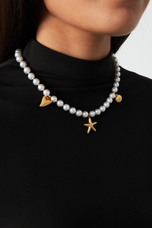Perlenkette Seetag - Goldfarben