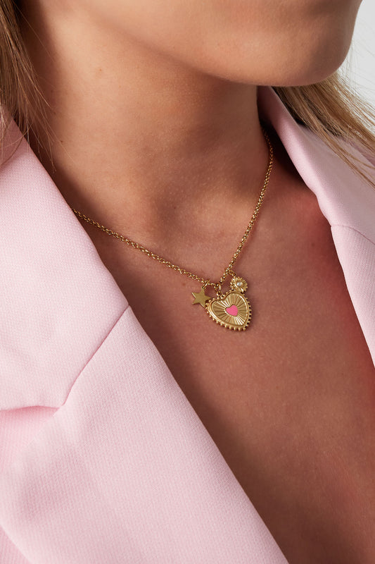 Halskette mit Liebesblütenmotiv – goldfarben