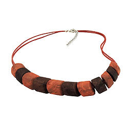 Keðja skásett perla úr plasti, brún-ryðbrún snúra, ryðbrún 45 cm