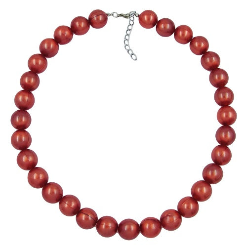 Keðja 16mm perlur úr plasti, ryðrautt, silkimjúkt, glansandi, 50cm
