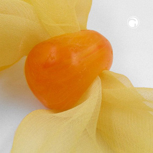 Scarf ring 33x25mm plastic ring bead non-round 17mm hole orange-marbled matt