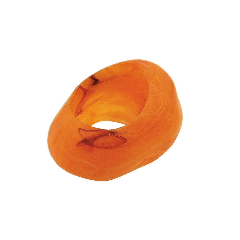 Scarf ring 33x25mm plastic ring bead non-round 17mm hole orange-marbled matt