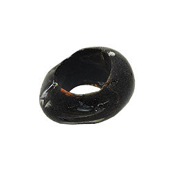 Scarf ring 33x25mm plastic ring bead non-round 17mm hole black marbled matt