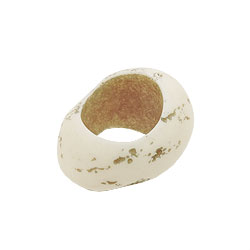 Scarf ring 33x25mm plastic ring bead non-round 17mm hole ivory-grey matt