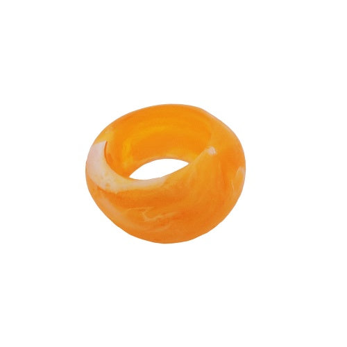 Scarf ring 28x19mm plastic ring bead non-round 17mm hole yellow matt