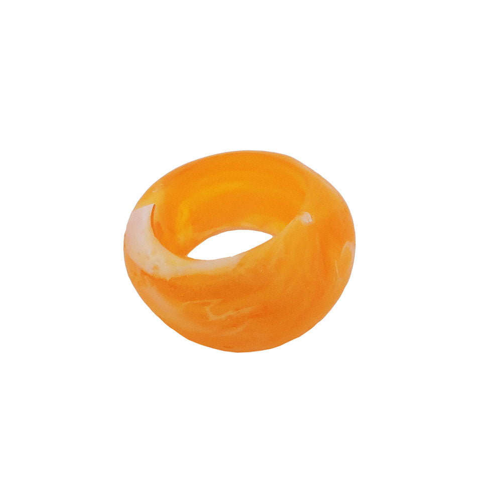 Scarf ring 28x19mm plastic ring bead non-round 17mm hole yellow matt