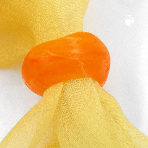 Scarf ring 28x19mm plastic ring bead non-round 17mm hole orange matt