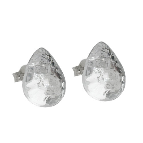 Eyrnalokkar 14mm dropi kristal-silfur-spegill hamrað plast