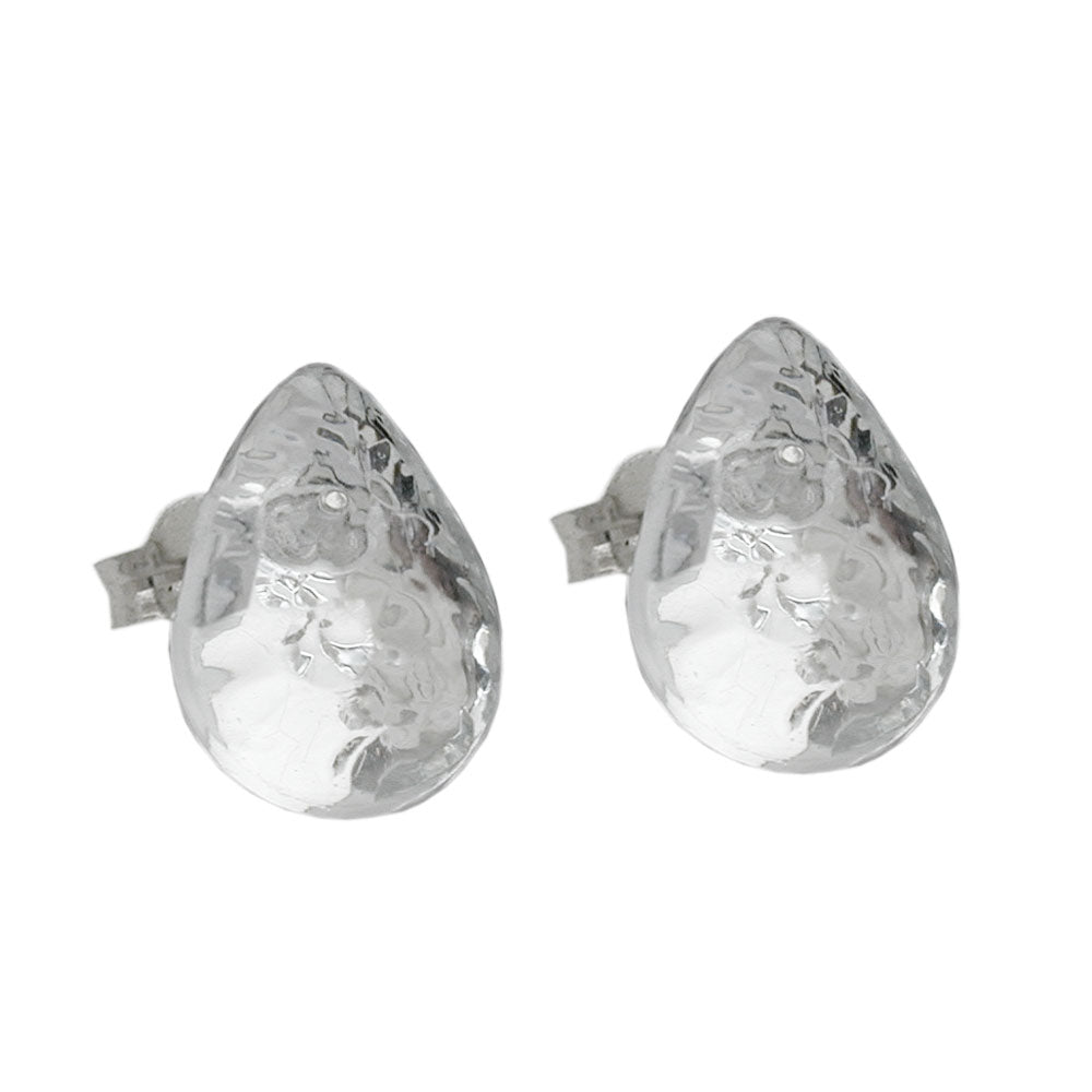 Eyrnalokkar 14mm dropi kristal-silfur-spegill hamrað plast