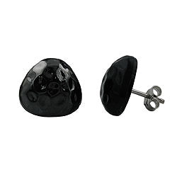 Eyrnalokkar 14mm þríhyrningur svartur hamraður plast