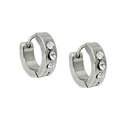 Hoop earrings, shiny, zirconia, stainless steel