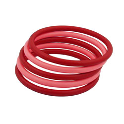 Bracelet ring game with 5 plastic rings 75x25mm 2x pink and 3x red