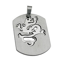 Pendant, dragon, stainless steel