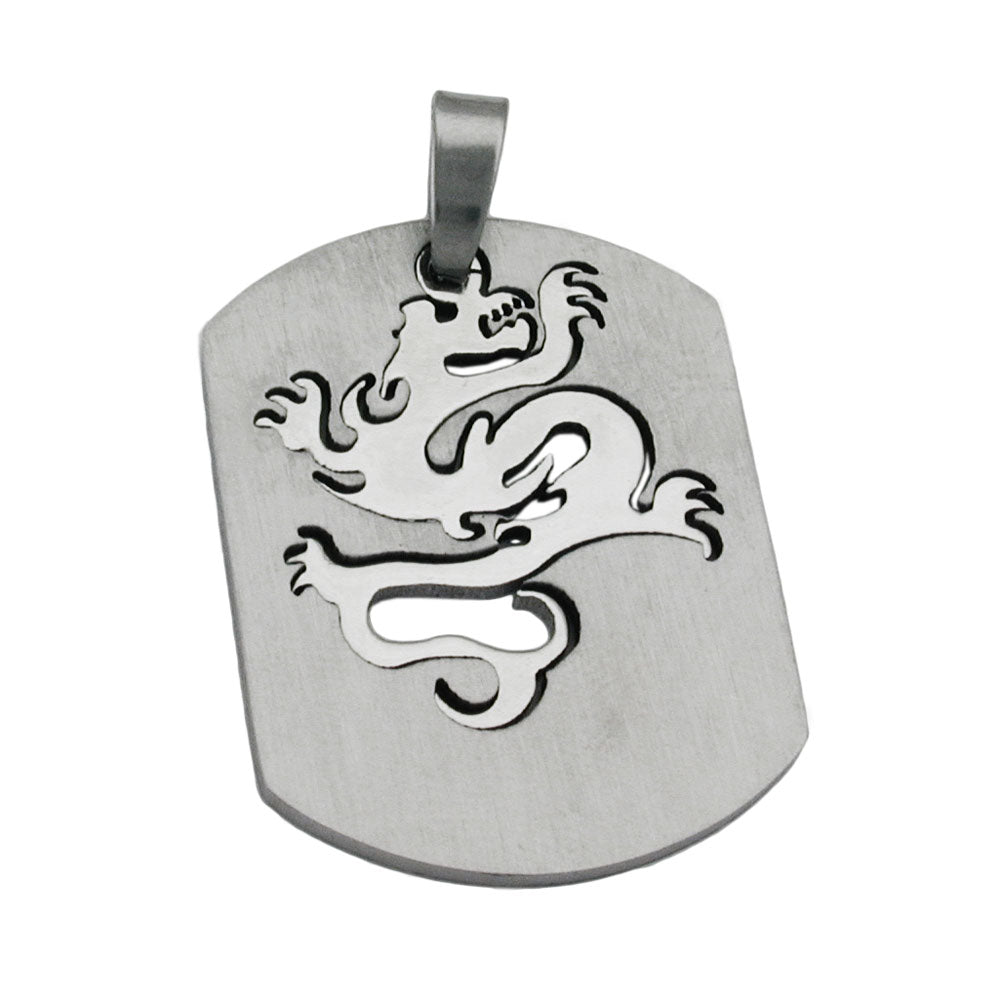 Pendant, dragon, stainless steel