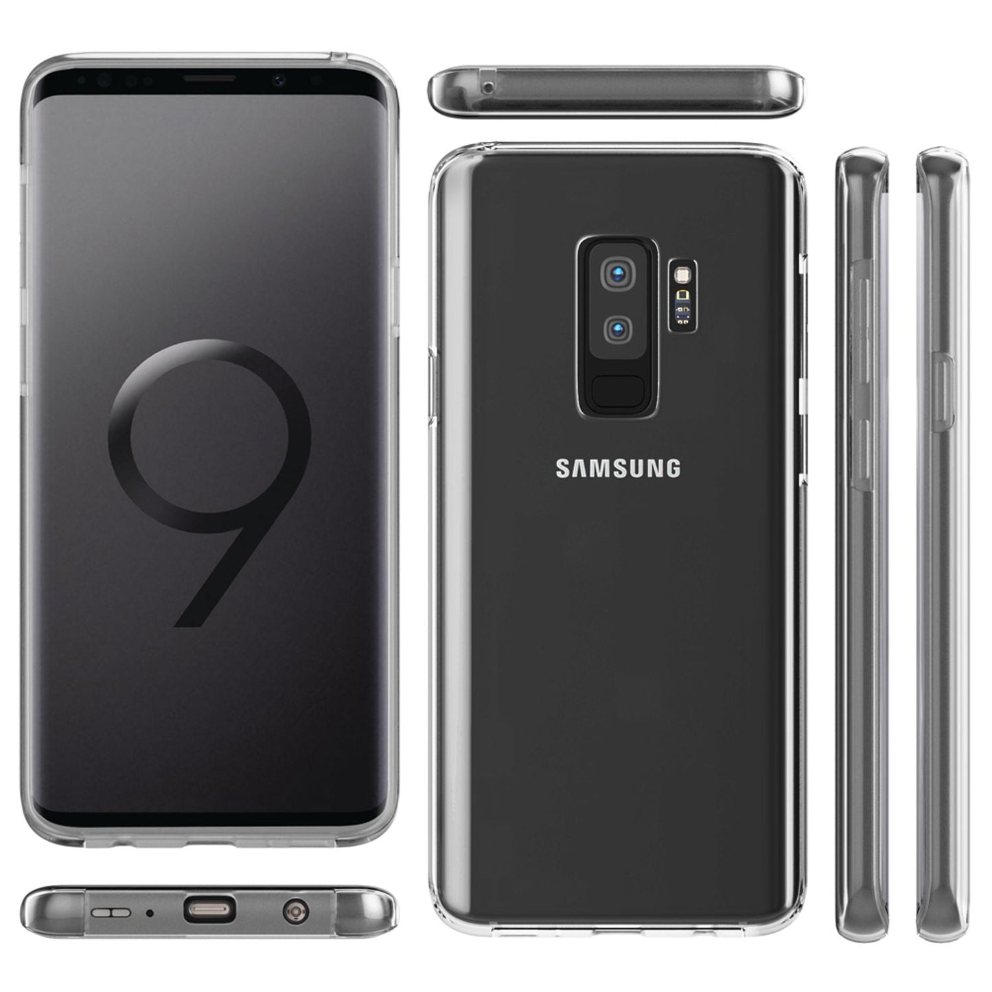 NALIA 360 gráðu símahulstur fyrir Samsung Galaxy S9 Plus, hulstur sem nær allan hringinn