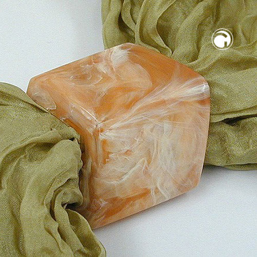 Tafhringur 45x36x18mm sexhyrningur beige-marmaraður glansandi plast