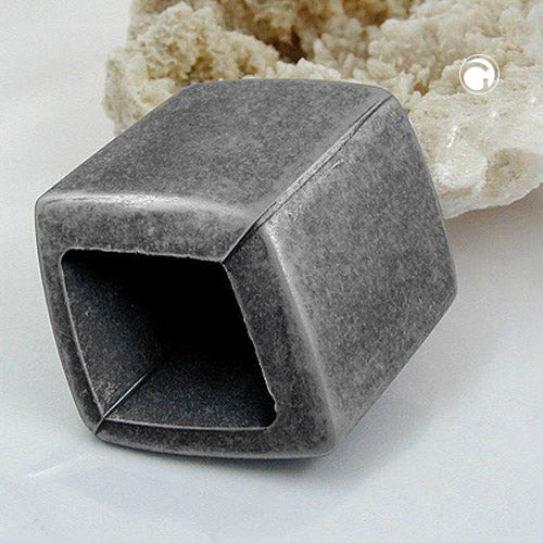 Trefilhringur 45x36x18mm sexhyrningur úr fornsilfur-málmplasti