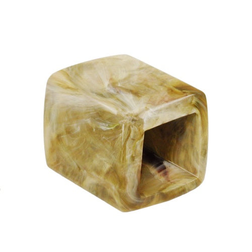 Tafhringur 45x36x18mm sexhyrningur grænn-hvítur-marmari glansandi plast