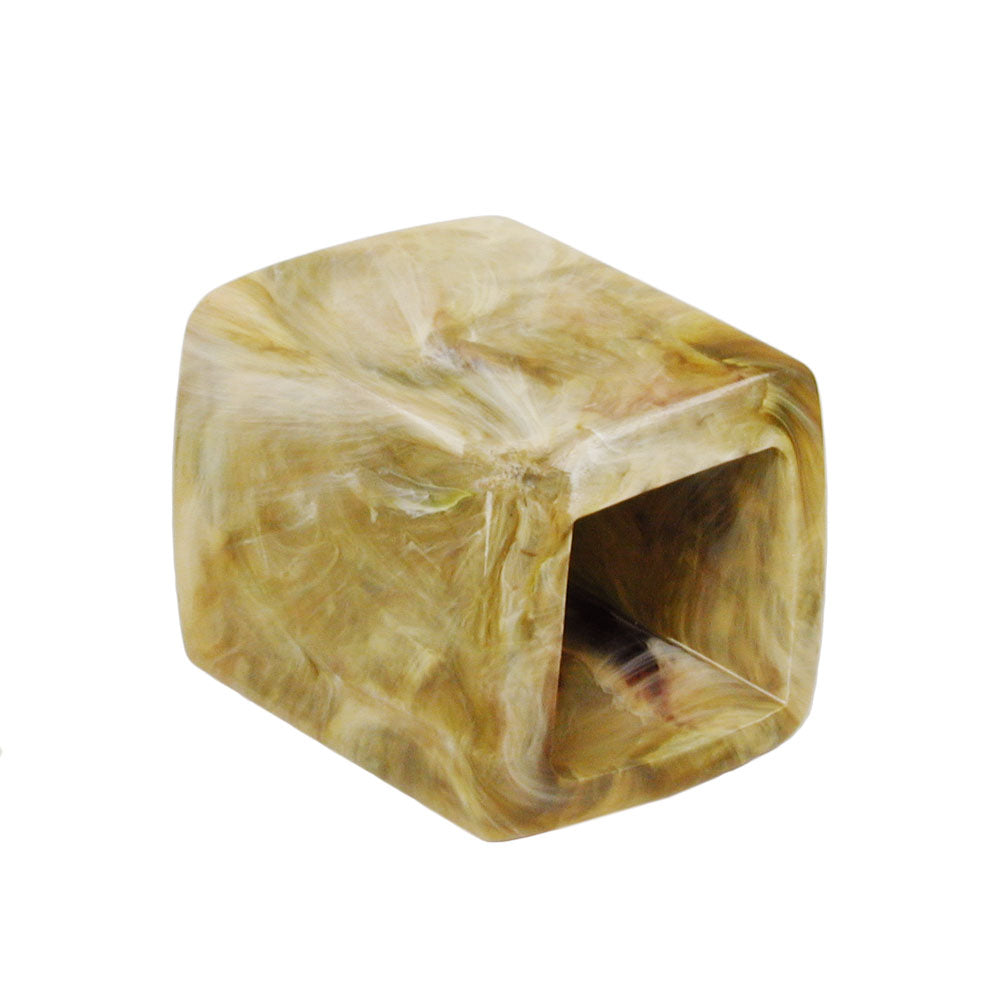 Tafhringur 45x36x18mm sexhyrningur grænn-hvítur-marmari glansandi plast