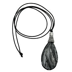 Keðja 85x36mm dropi svart-silfur-grátt-marmarað 100cm