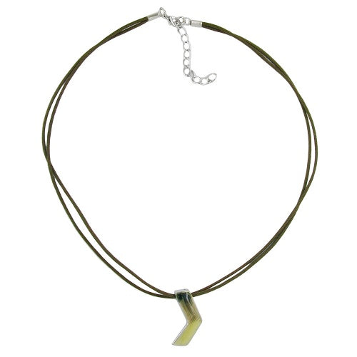 Keðja, horn, ólífugrænt-mint-silfur, enamel
