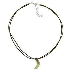 Keðja, horn, ólífugrænt-mint-silfur, enamel