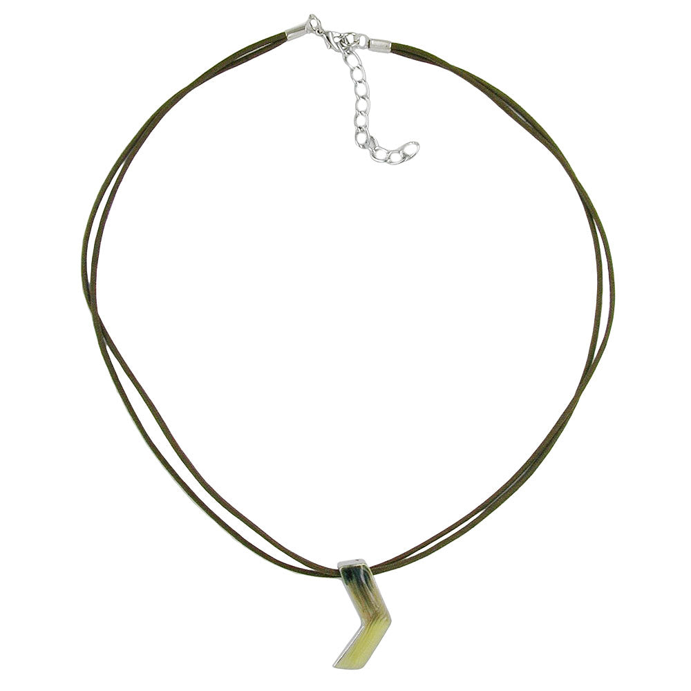 Keðja, horn, ólífugrænt-mint-silfur, enamel