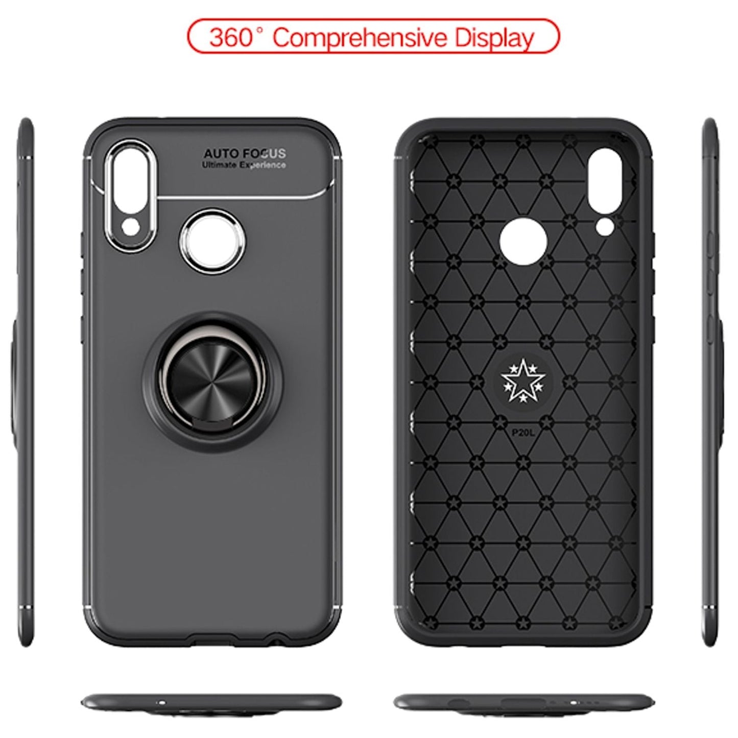 NALIA Ring Case fyrir Huawei P20 Lite, verndandi segulmagnað sílikon símahulstur