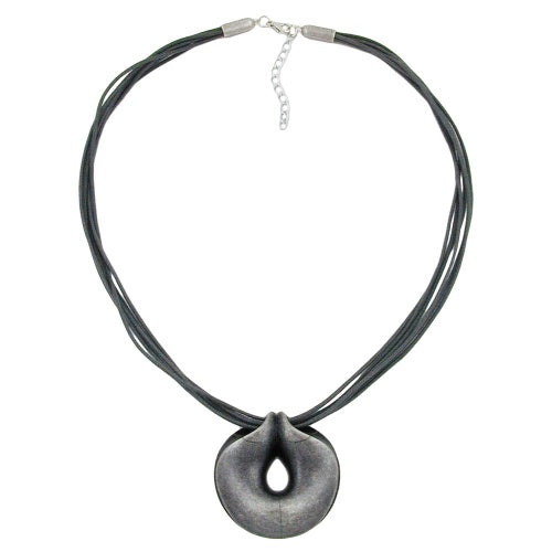 Keðja 52mm plasthengiskraut, forn silfurlitaður snúra, grár 55cm
