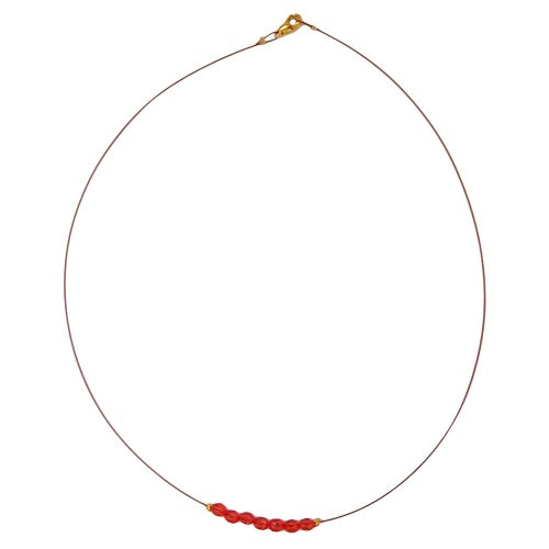 Vírkeðja með slípuðum plastperlum, rauð 40 cm