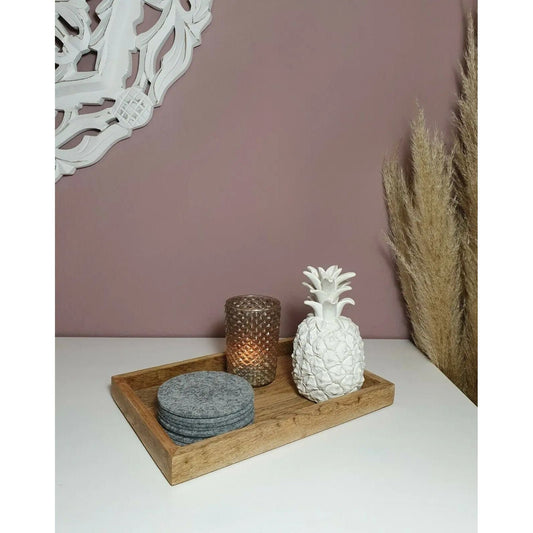 Tablett Mangoholz Holztablett Tischdeko Landhaus Dekotablett Mango Holz 33x22 cm