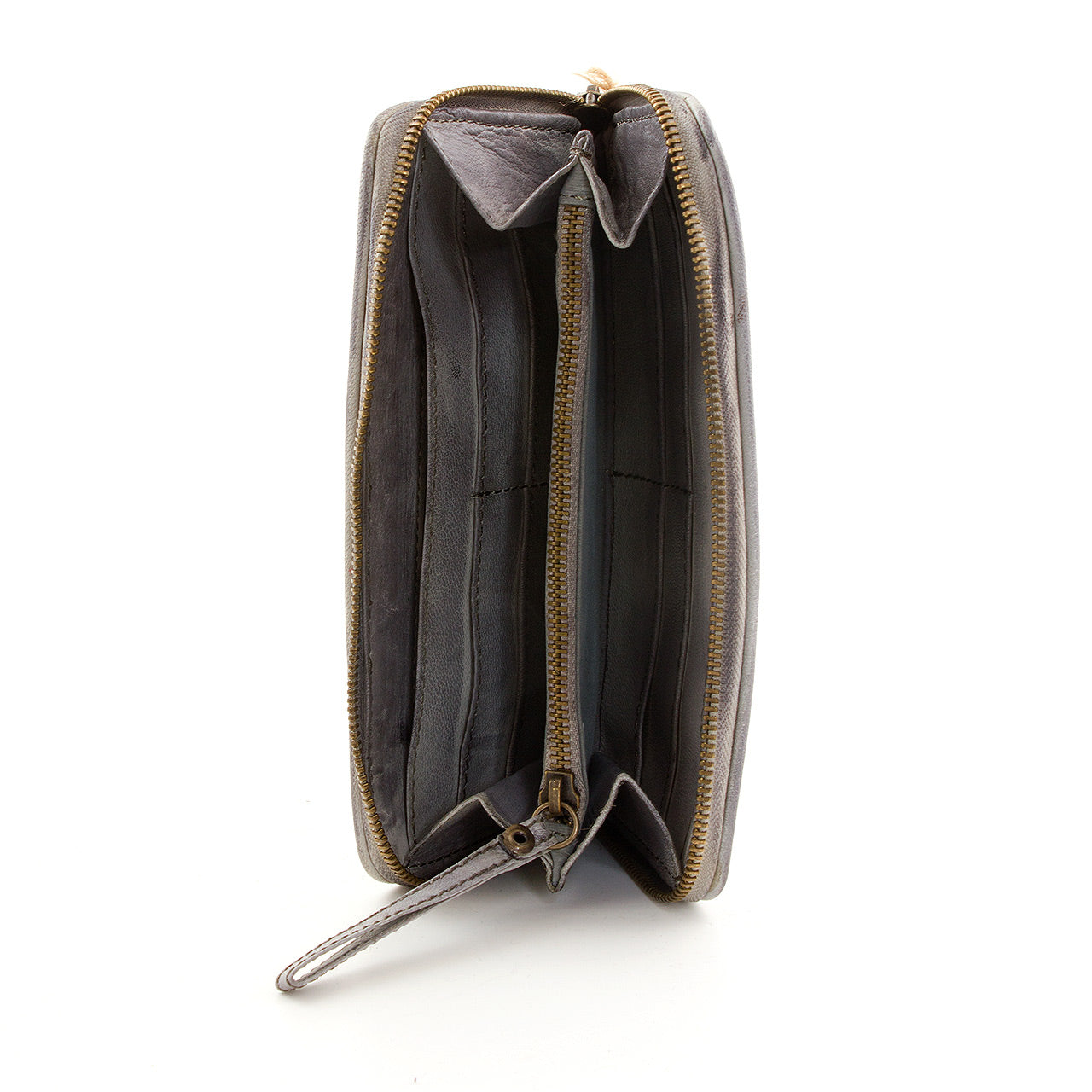 Leder Geldbeutel in Flechtoptik Grau