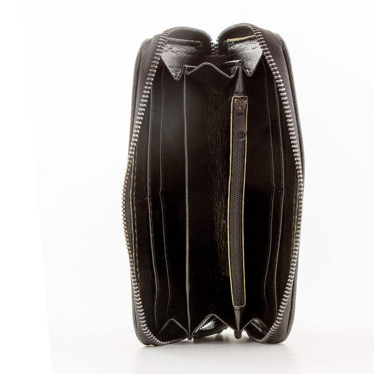 Leder Portemonnaie Metallic Schwarz