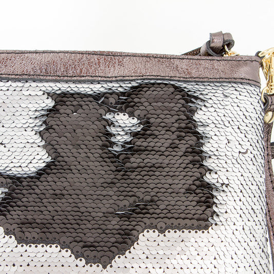 Wende Pailletten Mäppchen Clutch Silber