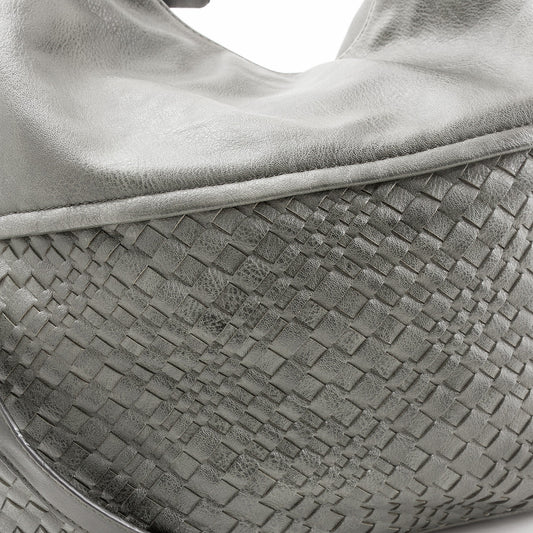 Schultertasche Beutel mit Flechtoptik