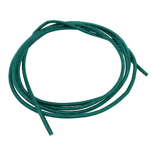 Leðursnúra úr kringlóttu nautalundi 2mm, lituð í tyrkis, ca. 1m