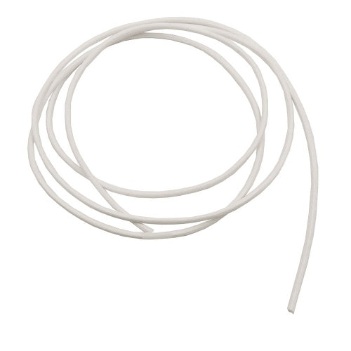 Leðursnúra úr kringlóttu nautalundi 2 mm, hvítlituð, ca. 1 m