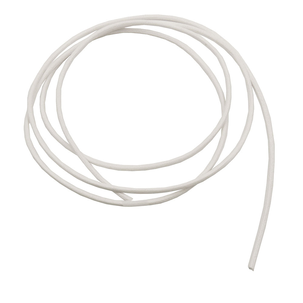 Leðursnúra úr kringlóttu nautalundi 2 mm, hvítlituð, ca. 1 m