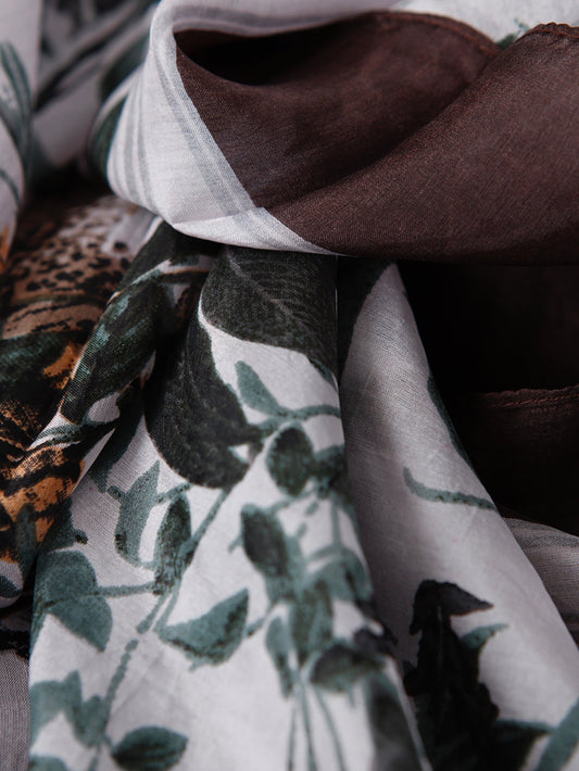 Seidenschal Maria grau/braun